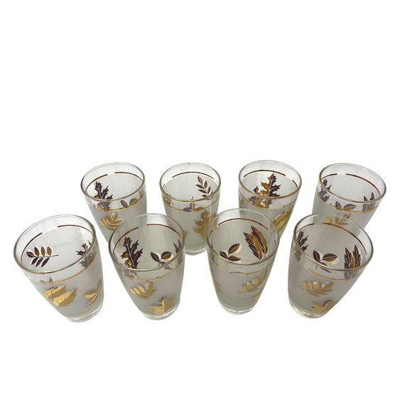 Vintage Libbey Hostess Glassware Golden Foliage Beverage Glass Set | Retro Glass - Picture 2 of 8